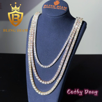 En gros, prêt à expédier : Chaîne tennis en moissanite 2mm/3mm/4mm/5mm/6.5mm, Collier chaîne tennis HipHop en argent sterling 925, Bijoux pour rappeurs