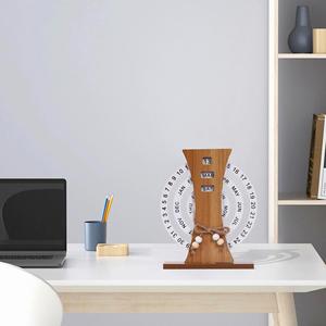 Calendrier Perpétuel Créatif en Bois à Rotation Manuelle, Écologique et Durable, Décoration Artistique pour la Maison et le Bureau - Vente en Gros Usine - Product Image 2