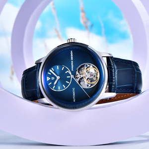 Reloj Deportivo Pagani Design para Hombre, Cuarzo, Tourbillon, Esfera Azul, Caja de Acero Inoxidable de 42 mm, Correa de Cuero, Resistente al Agua 100 m - Product Image 3