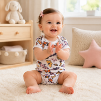 Baju Bayi Lengan Pendek Bahan Katun Lembut untuk Bayi Baru Lahir, Baju Tidur Seluruh Badan, Nyaman Dipakai Sehari-hari, All-in-One