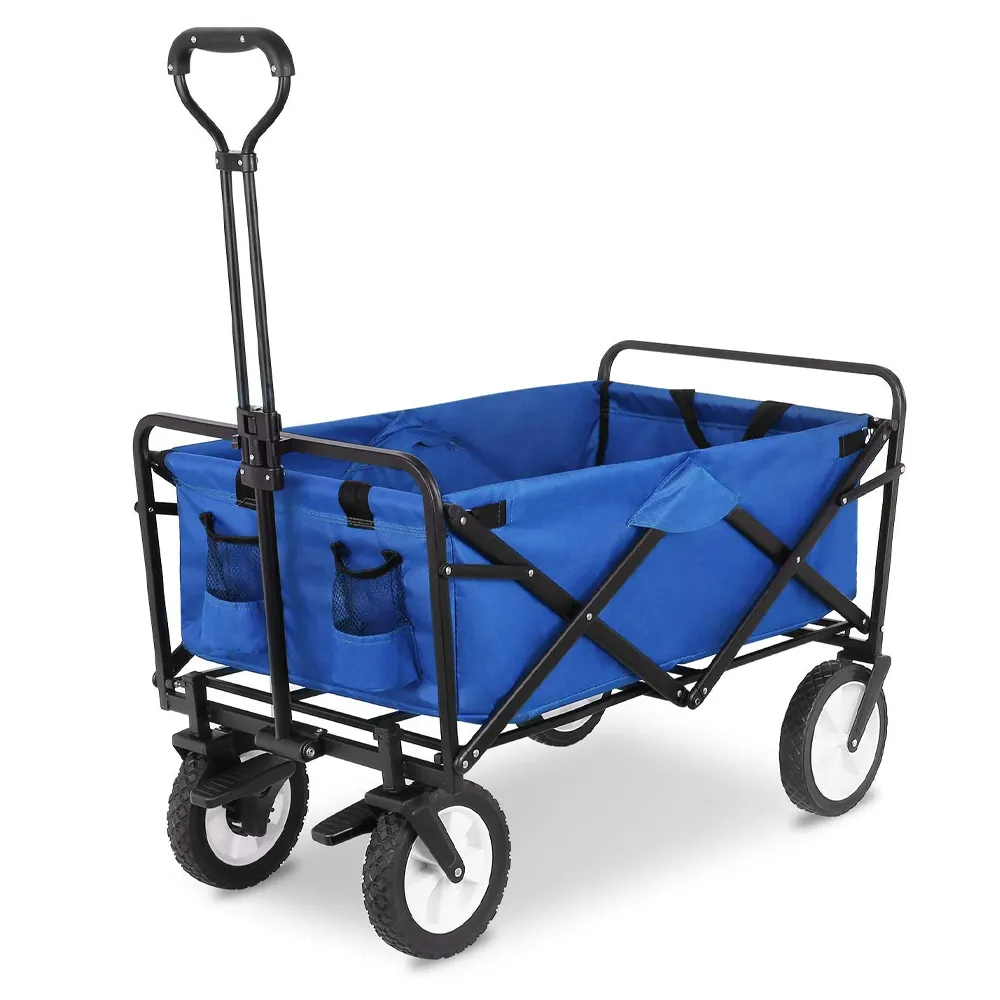 VERTAK Collapsible Outdoor Utility Bench Wagon Heavy Duty Garden Cart Folding Shopping Cart with Wheel