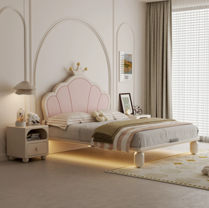 Letto per Bambini Imbottito Rosa Principessa con Cassetti Contenitori - Testiera a Corona per Camera da Letto Moderna - Product Image 3
