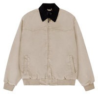 Blouson Bomber Streetwear Homme OEM ODM – Veste Zippée Vintage en Toile de Coton Perlé Épais pour Homme