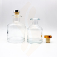 Diffuseur de parfum rond transparent de haute qualité en verre avec bouchon en stock 50ml 100ml 150ml 250ml