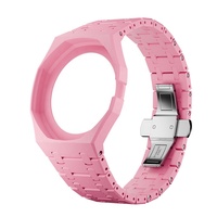 Reloj de Bolsillo Mecánico Multifunción con Caja de Biocerámica Azul, Correa Rosa, Estilo Juvenil, Fácil de Cambiar, Muy Popular