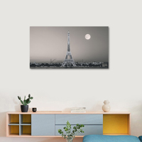 Lune et Tour Eiffel, une nuit paisible à Paris, impression numérique sur toile, peinture moderne, vente chaude, 60x120cm