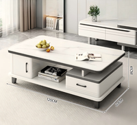 Meuble TV et Table Basse Modernes Simples, Design Télescopique au Sol pour Petit Appartement, Salon, Matériau Pierre, Chine