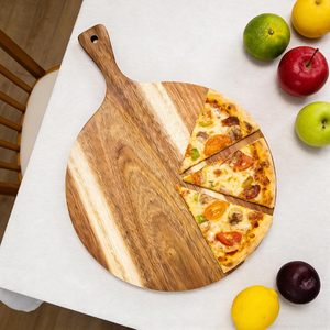 Planche à pizza en bois d'acacia, planche de service, planche à charcuterie en bois avec poignée pour la maison et la cuisine - Product Image 6