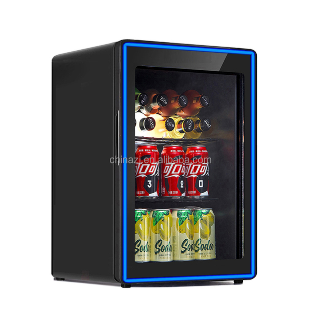 70L Glass Door  Bottle Cooler  Beverage Refrigerator Countertop Fridge Car Display With LED Light Full Glass Small Cooler