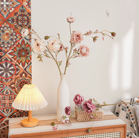 8 fleurs artificielles de rose Lefi Lulian faites à la main, style européen, pour la décoration de la maison, décoration murale de mariage, nouvel an - Matière plastique