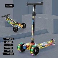 Trottinette d'extérieur moderne de luxe à trois roues pour enfant, pliable, légère, en acier et plastique, avec guidon réglable et siège, pour 3-12 ans