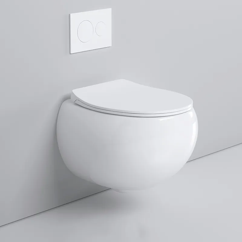 Kamar Kecil Hotel Terpasang Di Dinding Bentuk Bulat Wc Toilet Mangkuk Putih Set Toilet Keramik