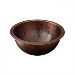 Customized Size <b>Round</b> Shape <b>Basin</b> Sink Superior Quality Copper Hammered <b>Basin</b> Sink For Hand Wash And Utensil Wash Sin - Product Image 1