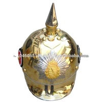 Réplica de Casco de Guerrero Alemán Vintage – Armadura Duradera de Hierro y Latón con Correa de Cuero, Decoración Coleccionable