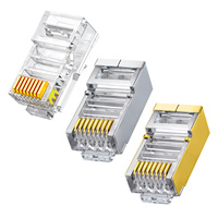 Connecteur réseau Ethernet LAN RJ45 traversant Cat5e Cat6 8P8C, tête en cristal, en cuivre pur plaqué or pour routeur et commutateur