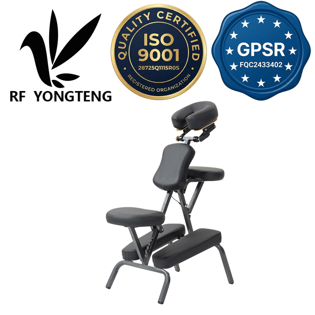 Wholesale Portable Folding Massage Chair Black PU Metal Frame Face Cradle Armrests Chest Pad Spa OEM