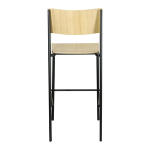 <span class=keywords><strong>Tabouret</strong></span> <span class=keywords><strong>de</strong></span> <span class=keywords><strong>bar</strong></span> haut avec cadre en métal noir et siège et dossier en contreplaqué couleur chêne <span class=keywords><strong>clair</strong></span> à prix compétitif - Product Image 6