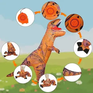 Inflatable Dinosaur Costumes Funny Blow Up Dino Animal Mascot Suit Halloween T Rex Costume For Adults Inflate Costumes