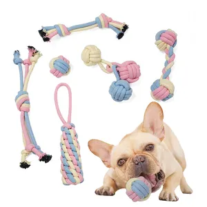 Chinese Suppliers Direct Supply Durable Pet Toys Environment-friendly Cotton Knotted Dog Chew Toy Set Of 6 Pieces