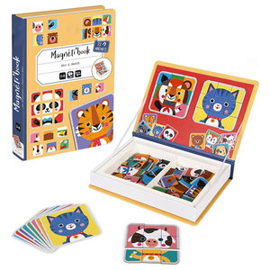 Livre magnétique personnalisé, 80 pièces, mélange et match magnétiques de visages d'<span class=keywords><strong>animaux</strong></span> pour la créativité et la motricité, livre de puzzle - Product Image 2