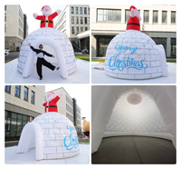 Tente de Noël gonflable en tissu Oxford, type igloo, pour le Père Noël, chapiteau gonflable, maison de Noël gonflable