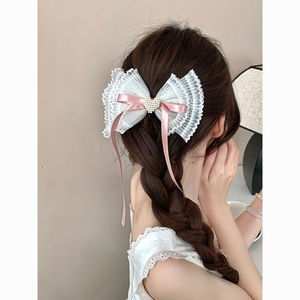 Pinza para el pelo con lazo de encaje en forma de corazón, horquilla de resorte de alta gama estilo francés para la parte posterior de la cabeza, accesorio para el pelo medio recogido - Product Image 4