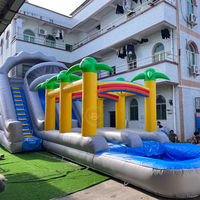 Toboggan Gonflable Double Voie Personnalisé avec Piscine et Château Gonflable – Toboggan Aquatique Gonflable pour Location et Fêtes