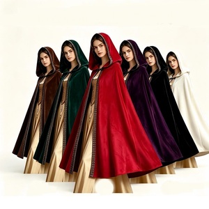 Cape à capuche en velours rouge personnalisée, cape <span class=keywords><strong>de</strong></span> cosplay <span class=keywords><strong>de</strong></span> sorcier médiéval et <span class=keywords><strong>de</strong></span> <span class=keywords><strong>petit</strong></span> <span class=keywords><strong>chaperon</strong></span> rouge pour Halloween - Product Image 1