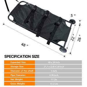 Camilla plegable impermeable para perros de 48x26 pulgadas, perros grandes, capacidad de 250 libras, camilla de rescate veterinario, ruedas silenciosas, transportadores de mascotas - Product Image 3