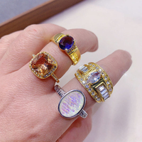 Lots Mixtes de Bagues Délicates Géométriques en Diamant CZ Zircon pour Femmes, Bagues de Fête en Alliage avec Pierres Précieuses en Verre Coloré et Cristal