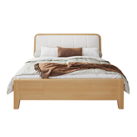 Lit en noyer noir d'Amérique du Nord personnalisé, lit double en bois massif, mobilier de chambre principale pour petit appartement