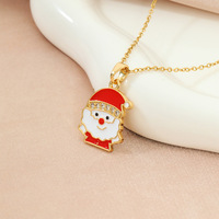 Nouveauté 2026 : Collier Pendentif de Noël en Acier Inoxydable et Acier au Titane Sertis de Diamants, Design Personnalisable, Vente en Gros Directe Usine