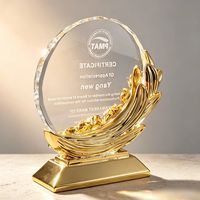 Trophée personnalisé en or rose, trophée en cristal gravé au laser pour cadeau d'affaires ou de mariage