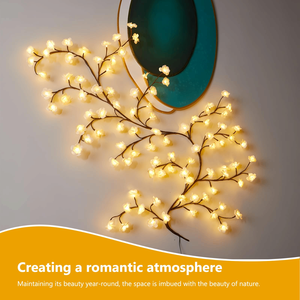 Nouvelles lumières LED blanches en forme de fleurs de pêche, de cerisiers et de vignes de saule pour la décoration murale de Noël avec des branches d'arbre - Product Image 2