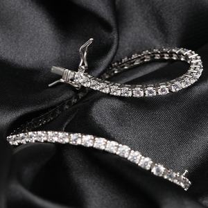 사용자 정의 라운드 스톤 주조 큐빅 지르코니아 실버 도금 CZ 아이스 아웃 테니스 팔찌 925 스털링 실버 - Product Image 1