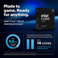Processeur de bureau (CPU) Intel Core Ultra 5 (Série 2) Arrow Lake 14 cœurs (6P + 8E), LGA 1851, 125W, d'occasion