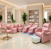 Ensemble d'équipements modernes pour salon de coiffure et spa, mobilier rose pour salon de beauté