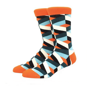 Calcetines de Media Pantorrilla para Hombre, Tallas 40-45, Diseño Geométrico, Uso Casual - Product Image 1