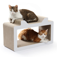 Griffoir pour chat en forme de téléviseur à 2 niveaux, robuste, en carton ondulé recyclable, avec espace de repos pour chat