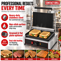 Grill de contact commercial de haute qualité pour sandwichs, en acier inoxydable, avec plaque antiadhésive, idéal pour les cafés