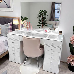 Современный туалетный столик для спальни класса люкс с LED-зеркалом, подсветкой и выдвижным ящиком - Product Image 4