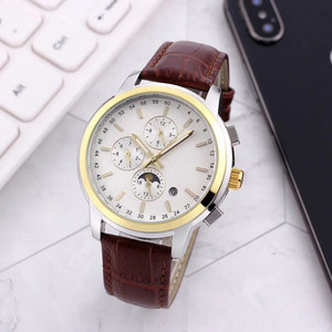 <strong>Brown</strong> Hollowed-out Design Leather Strap BGW9 Lumi Nova <strong>Dial</strong> and Hands Chronograph Automatic <strong>Watches</strong> Without Battery - Product Image 3