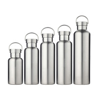 Bouteille d'Eau Isolée Simple Paroi en Acier Inoxydable Seaygift Alibaba, Nouvelle, avec Logo Personnalisé, Couvercle Bambou, 500/750/1000ml