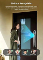 Serrure de porte intelligente extérieure Tuya WiFi avec reconnaissance faciale 3D, biométrie de la veine palmaire, empreinte digitale, mot de passe, IA et caméra