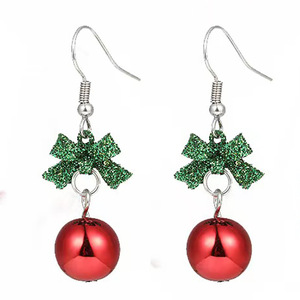 Stainless Steel Glitter Bow Bell Dangle <b>Hook</b> <b>Earrings</b> Women Christmas Atmosphere Party Decoration Holiday Gift Ear Jewelry - Product Image 2