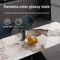 Table à manger rectangulaire extensible et pliable en dalle de pierre, avec structure en acier au carbone – Design moderne minimaliste nordique italien haut de gamme pour