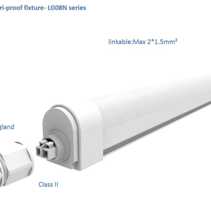 Экструзионный водонепроницаемый светильник project ip66 ik10 class II, 18 Вт, 36 Вт, 46 Вт