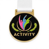 Médaille personnalisée en métal moulé sous pression, émail, récompense sportive, finition or poli, ruban tissé, alliage de zinc pour marathon et événements scolaires