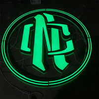 Enseigne avec logo 3D personnalisée Enseigne lumineuse en acrylique et acier inoxydable pour bureaux, bars, magasins, devantures, éclairage à led RVB