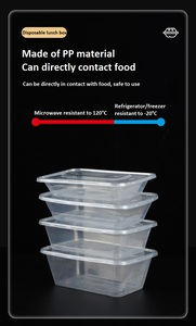 Caja cuadrada transparente para llevar, fiambrera de plástico para el hogar, contenedor de mantenimiento fresco, fiambrera desechable de grado alimenticio, Rectangular - Product Image 6